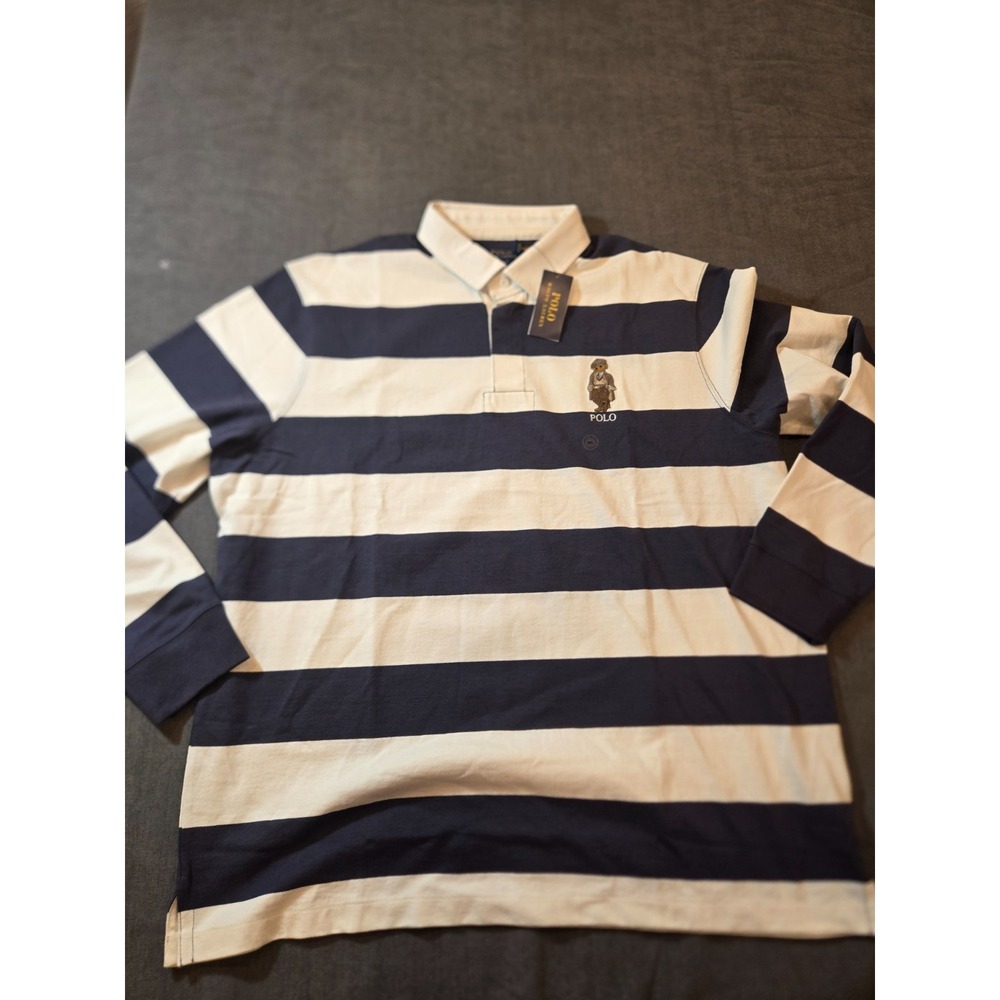 NEW Ralph Lauren Polo Rugby Shirt Mens XXL Polo Bear Embroidered Long Sleeve